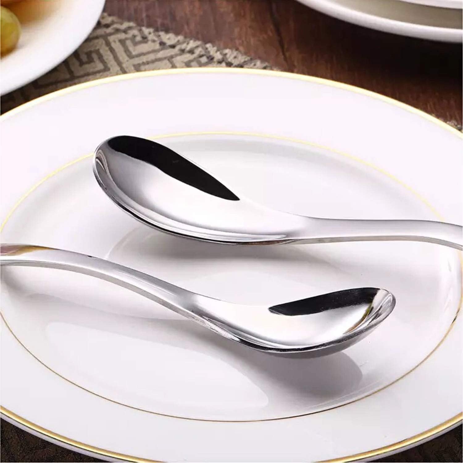AOOSY Soup Spoons Stainless Steel Korean Spoons Asian Soup Spoon  6.3 Inches Heavy Duty Thick Short Handle Stainless Steel Ramen Spoon for Soup Cereals  Set of 6