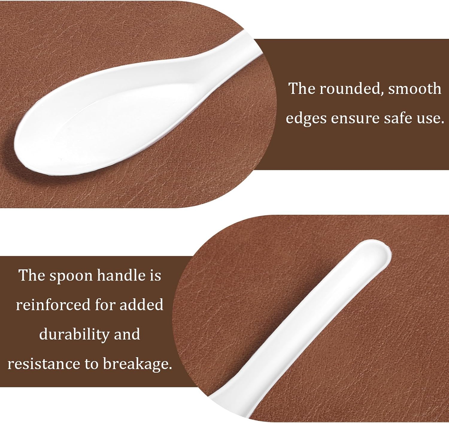 Disposable White Plastic Spoons  50 Pack Asian Soup Spoons White Flat Bottom Plastic Spoon