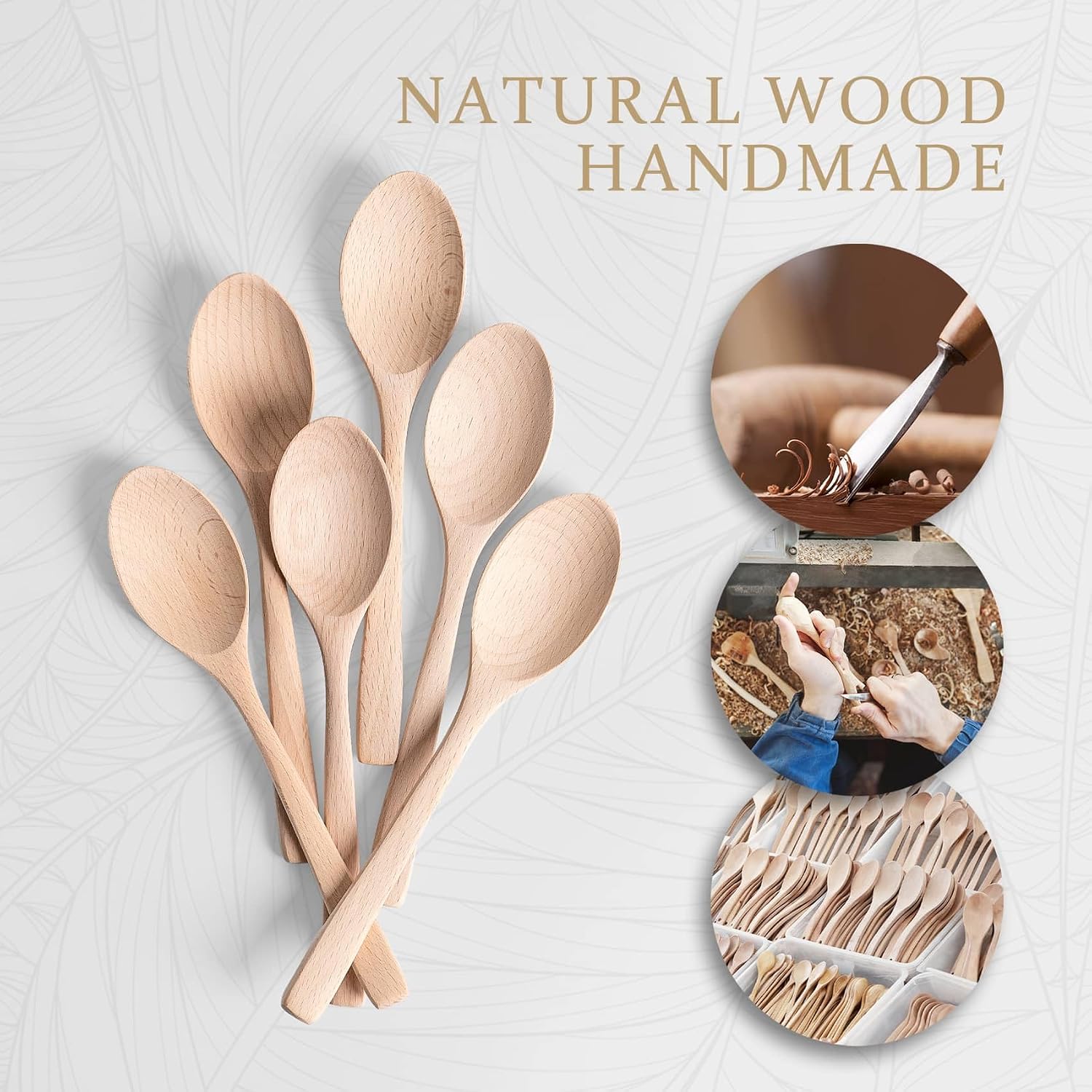 7.3inch Small Wooden Spoons  6PCS Uncoated Beech Plain Small Wooden Spoons Set  Table Spoons for Present Honey  Serving  Eating  Soup  Chocolate  Coffee  Tea